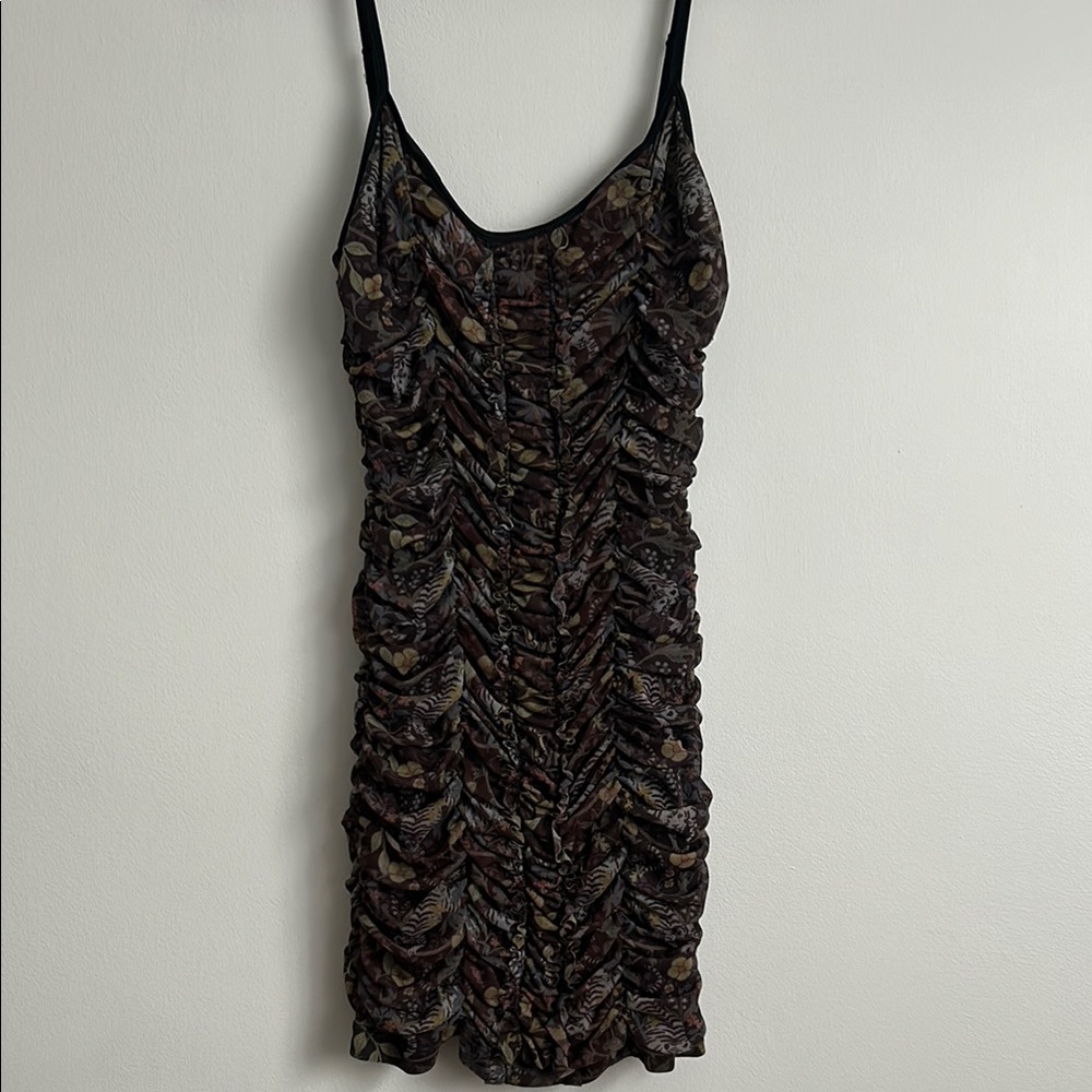 Elegant Brown Ruched Dress